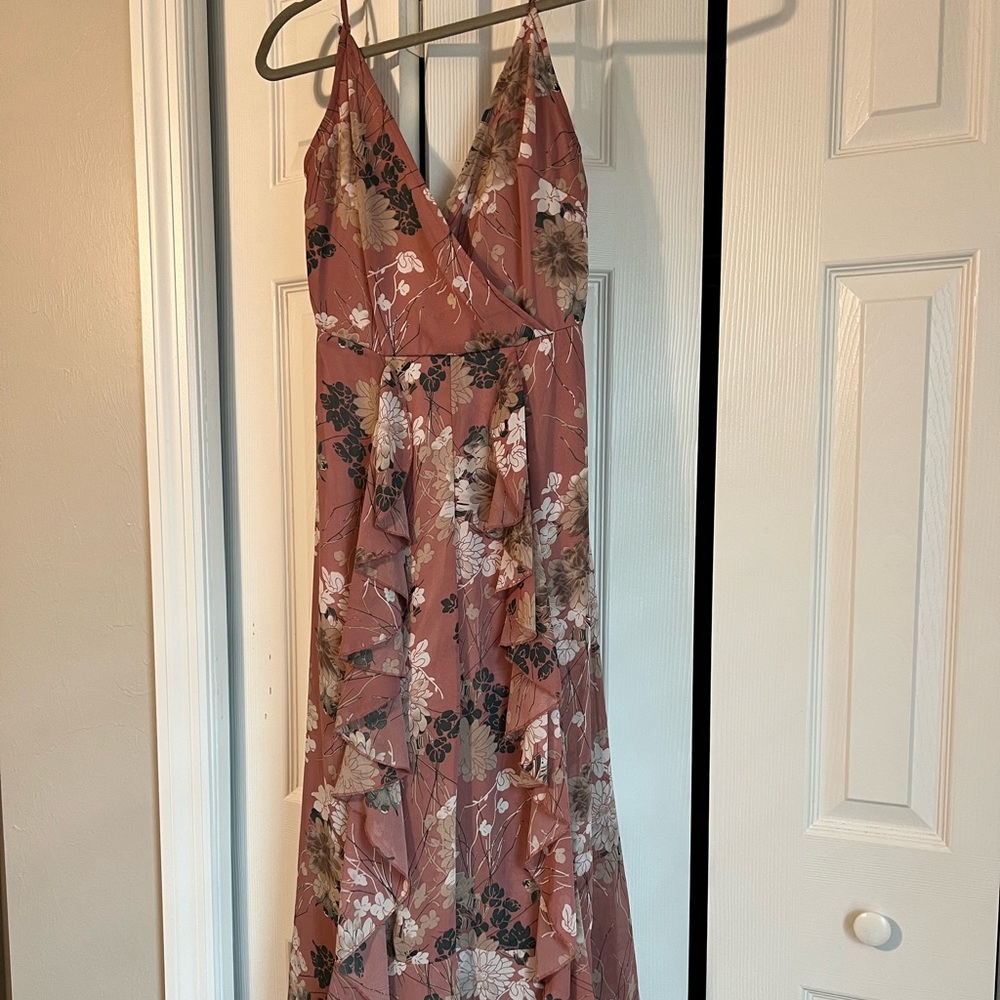 Women’s pink floral ruffled jumpsuit